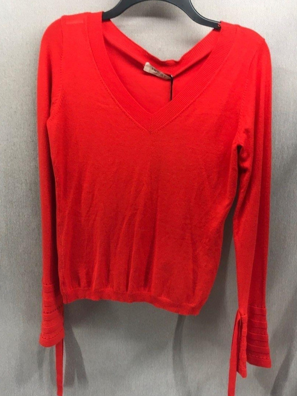 NWT TWINSET Milano Italian Coral Red V-Neck Knit Sweater Size S